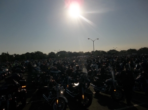Motorcycles at sunrise